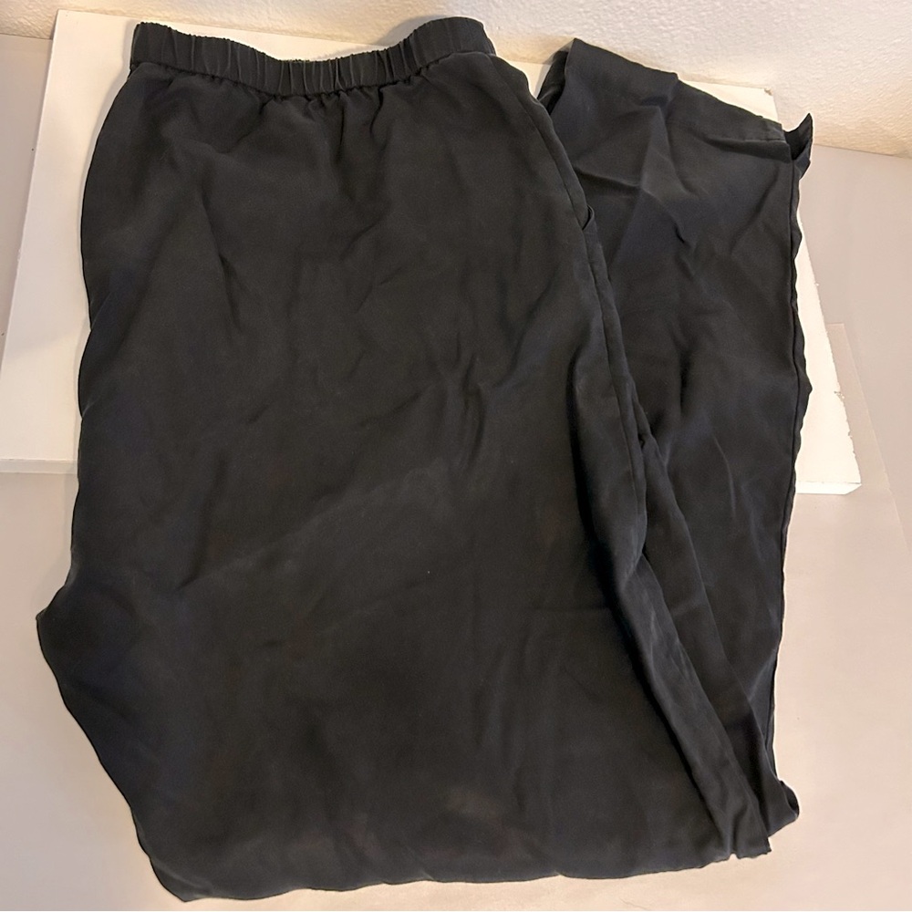 Soft Surroundings black tencel elastic waist tapered split hem pants size XL